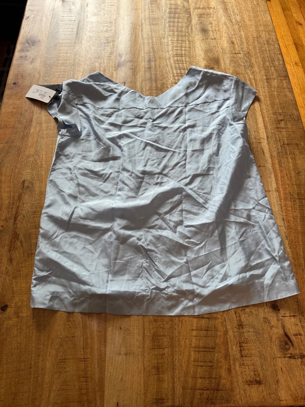 TWINSET Pale Sky light Blue V-Neck Cap Sleeve Blouse 100% silk + cotton NEW XXL